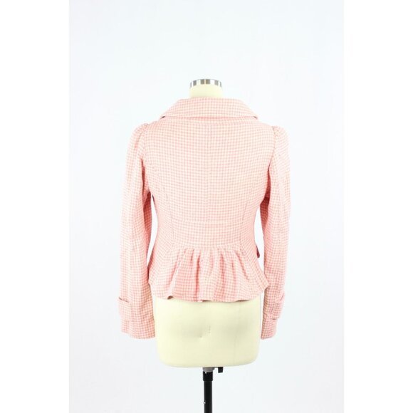 Vintage 00's FORNARINA Pink Houndstooth Wool Tweed Y2K Blazer Jacket, Size XS - Picture 3 of 16